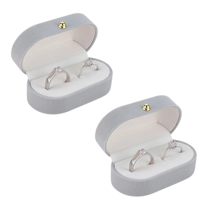 2X Velvet Silk Pair Ring Box Wedding Single Proposal Farewell Jewelry A |