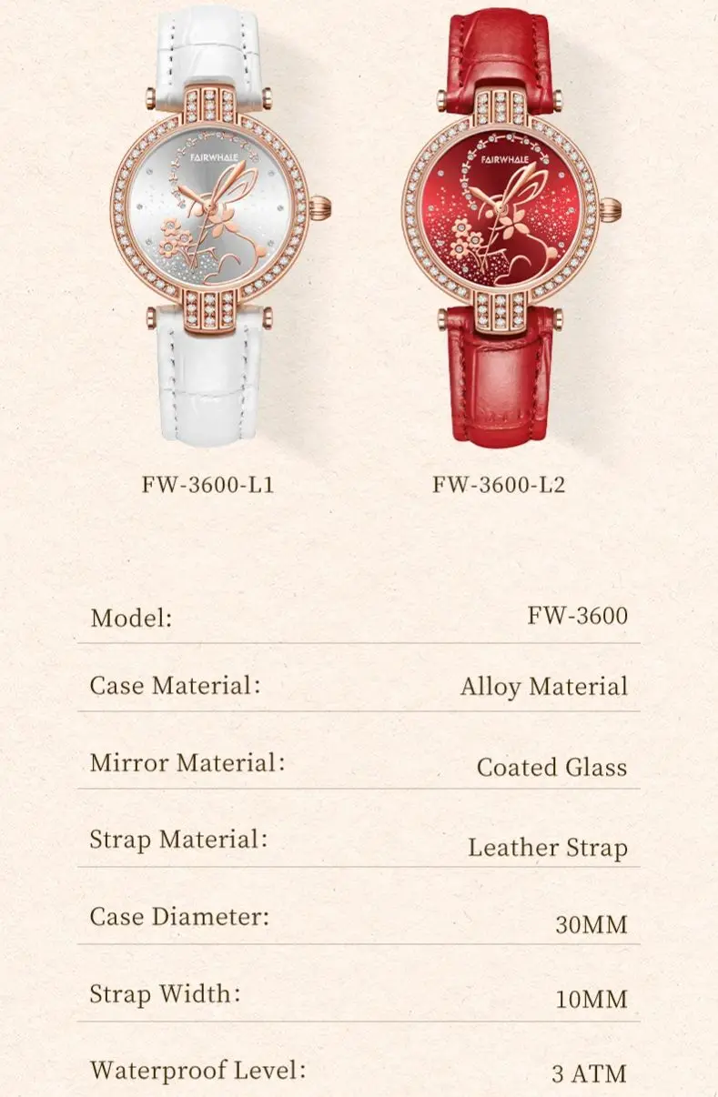 Mark Fairwhale модные женские часы с кроликом роскошные наручные красным кожаным