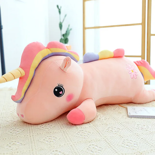 

Zqswkl 45/65/90cm cartoon daisy rainbow unicorn plush toy large doll long pillow hugs cute doll christmas birthday gift girls