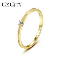 czcity single thin finger rings for women wedding engagement tiny cubic zircon fine silver jewelry christmas gifts
