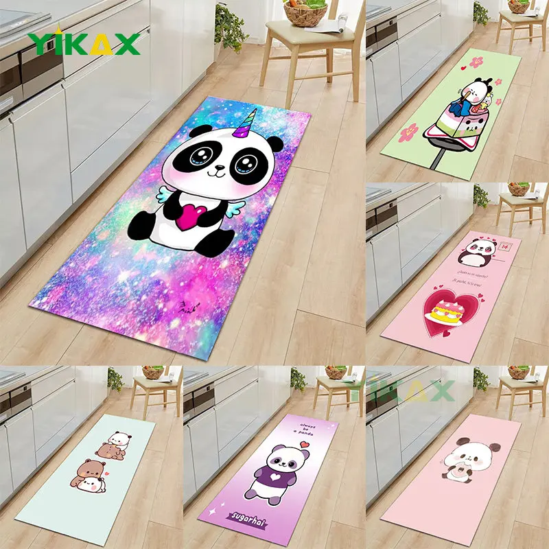 

Cute Panda Bear Themed Rug on Pink Background Kids Bedroom Rug Non-slip Rug Home Baby Room Decor Rug Living Room Bedroom Mat
