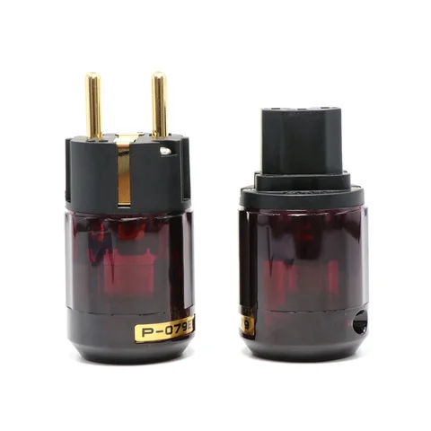 DIY HiFi Audio Adapter US & EU Plug P079 C-079 IEC Connector for CD Amplifier Speaker Power Cable Cord