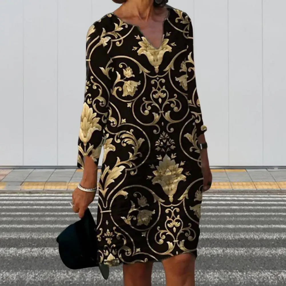 

Привлекательное Женское платье в стиле ретро, не выцветает, повседневное пляжное платье с принтом, женская одежда, дышащее элегантное платье для женщин