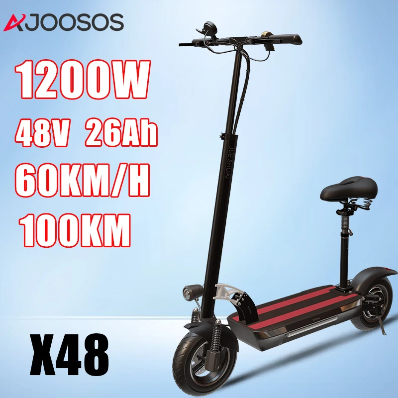 

X48 E Scooter 1200W 48V 26AH Power Scooter Folding with Seat 60KM/H Speed Shock Absorption LCD Display trottinettes électriques