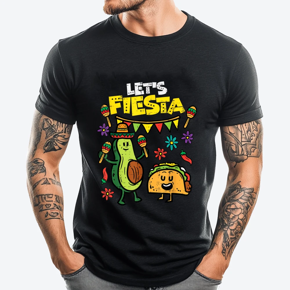 Lets Fiesta Taco Avocado Забавный Cinco De Mayo Мексиканская вечеринка Серая рубашка Футболка с