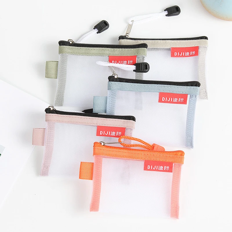 Mini Mesh Coin Bags Money Earphone Data Line Storage Bags Bus ID Credit Card Holder Zipper Pouch Traveling Portable Small Bags
