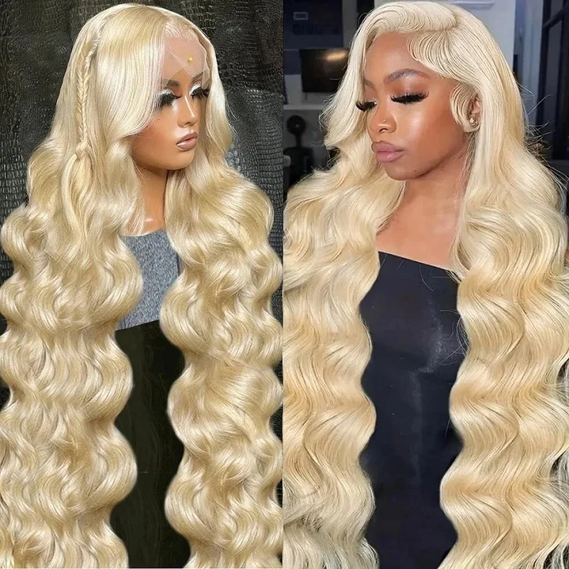 Парик из натуральных волос 30/40 дюймов 613 медово-блонд 13x 6 12 А 200% плотности 13x4