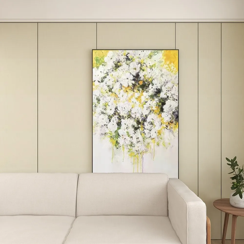 

Colorful Flowers Yellow Oil Painting 100% Handmade Oil Painting Art Living Room Home Decor Wall Art