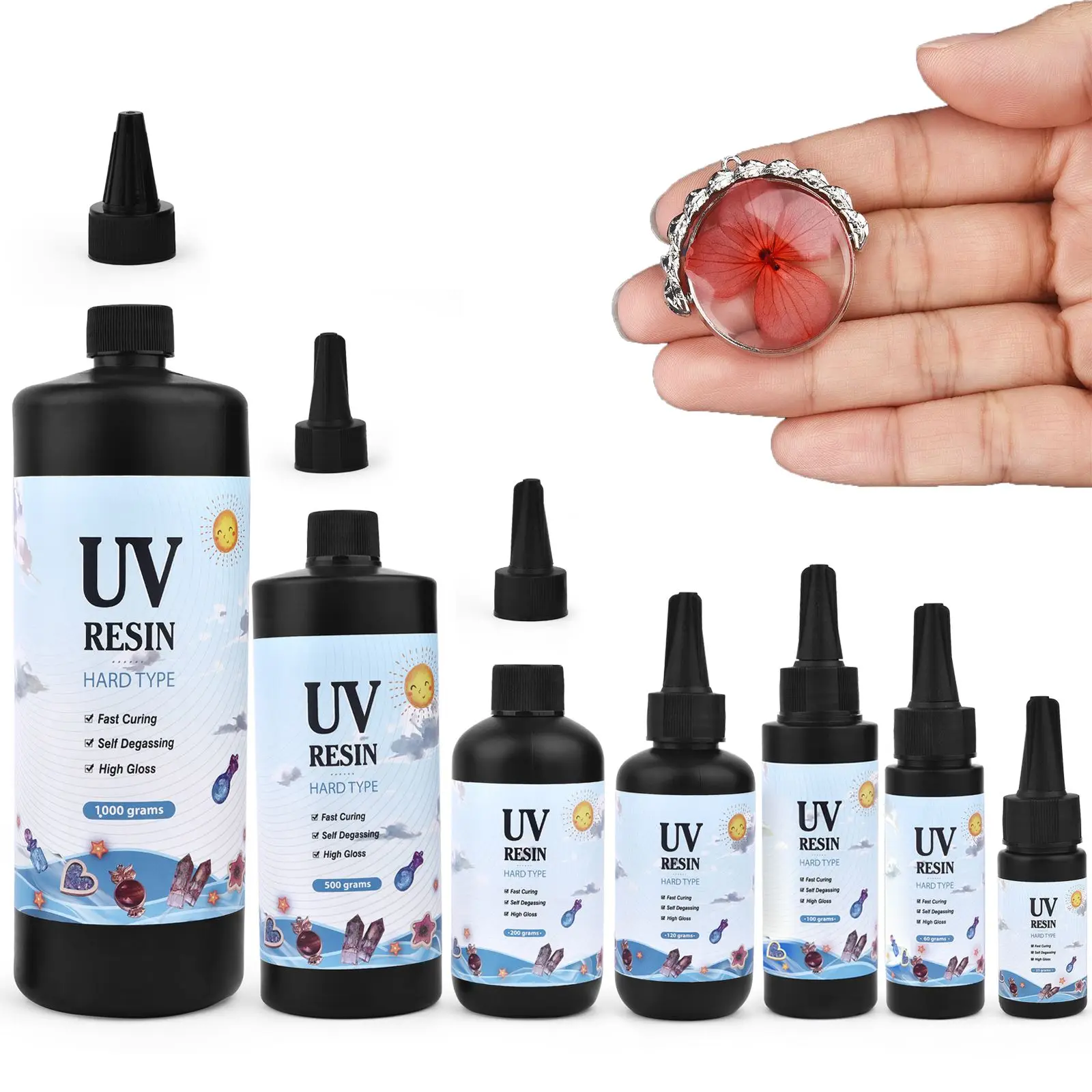 

Hard UV Resin Glue Crystal Clear Ultraviolet Curing Epoxy Resin UV Glue Solar Cure Sunlight Activated DIY Jewelry Making Tools