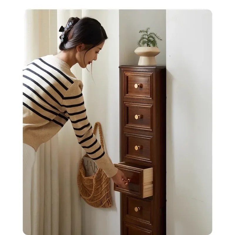 Утолщенный Ретро комод из твердой древесины шкаф со щелей простой прикроватный