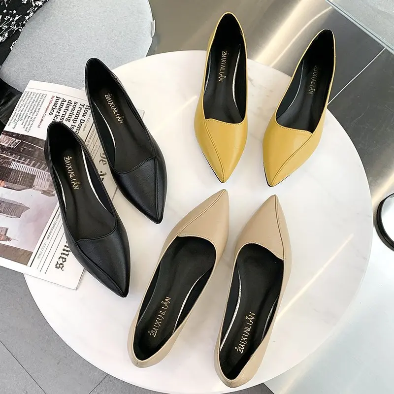 

Shoes Woman Comfortable And Elegant Casual Female Sneakers Pointed Toe Flats Modis Shallow Mouth All-Match Grandma Dress 2023 Mo