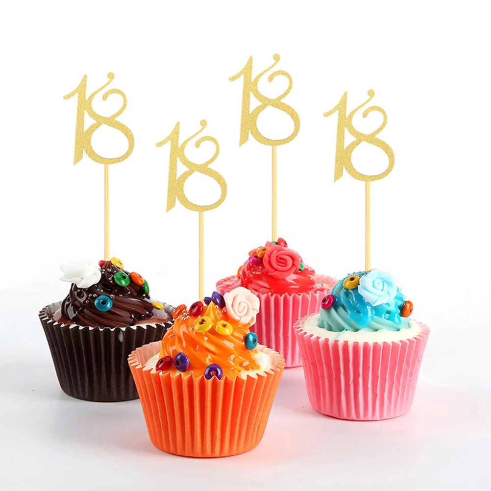 

Picks Cupcake Cake Birthday Supplies Dessert Decoration Golden Fruit Party Number Toppers 18Th Decorations