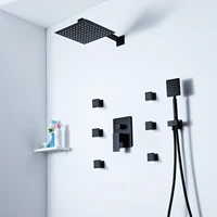 ceiling wall mount black concealed shower set bathroom square rain shower system bathtub shower spout faucet tap
