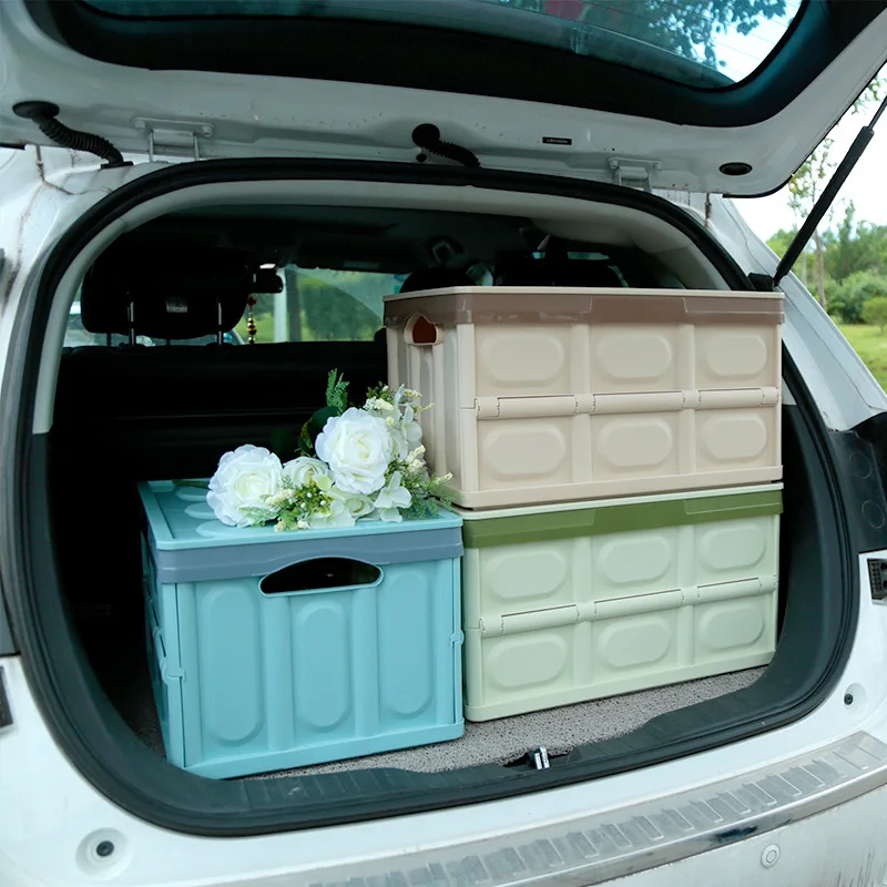 

Car Trunk Transport Storage Camping Car Accessories Folding Plastic Storage Box Luggage Flat Cover Car Storage Box 28L/30L