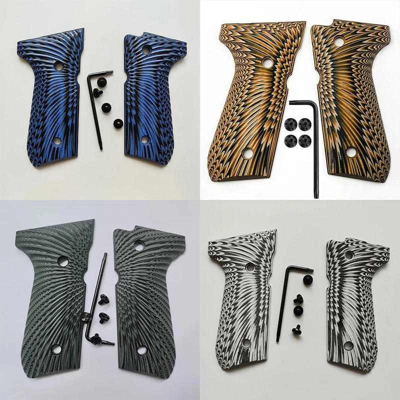 Фото 6 цветов G10 Ручки Beretta 92fs Полноразмерные, 92 фас, m9, 92a1, 96a1, 92 INOX, Винты для рукоятки пистолета в комплекте, текстура Sunburst №1