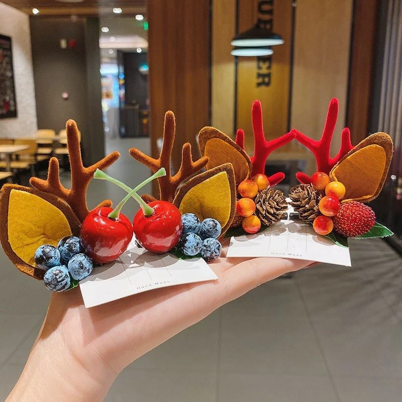 2 шт. новые рождественские заколки для волос милые с оленями женщин и девочек