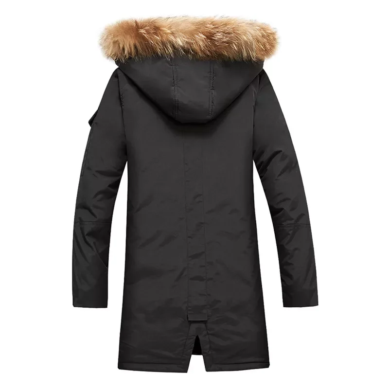 Men Windproof Warm Fur Collar Thick Jacket Coat Men Fashion Hooded Outdoor Parkas Men Brand Winter Casual Long Parkas