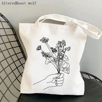 women shopper bag wild flower wildflowers kawaii bag harajuku shopping canvas shopper bag girl handbag tote shoulder lady bag