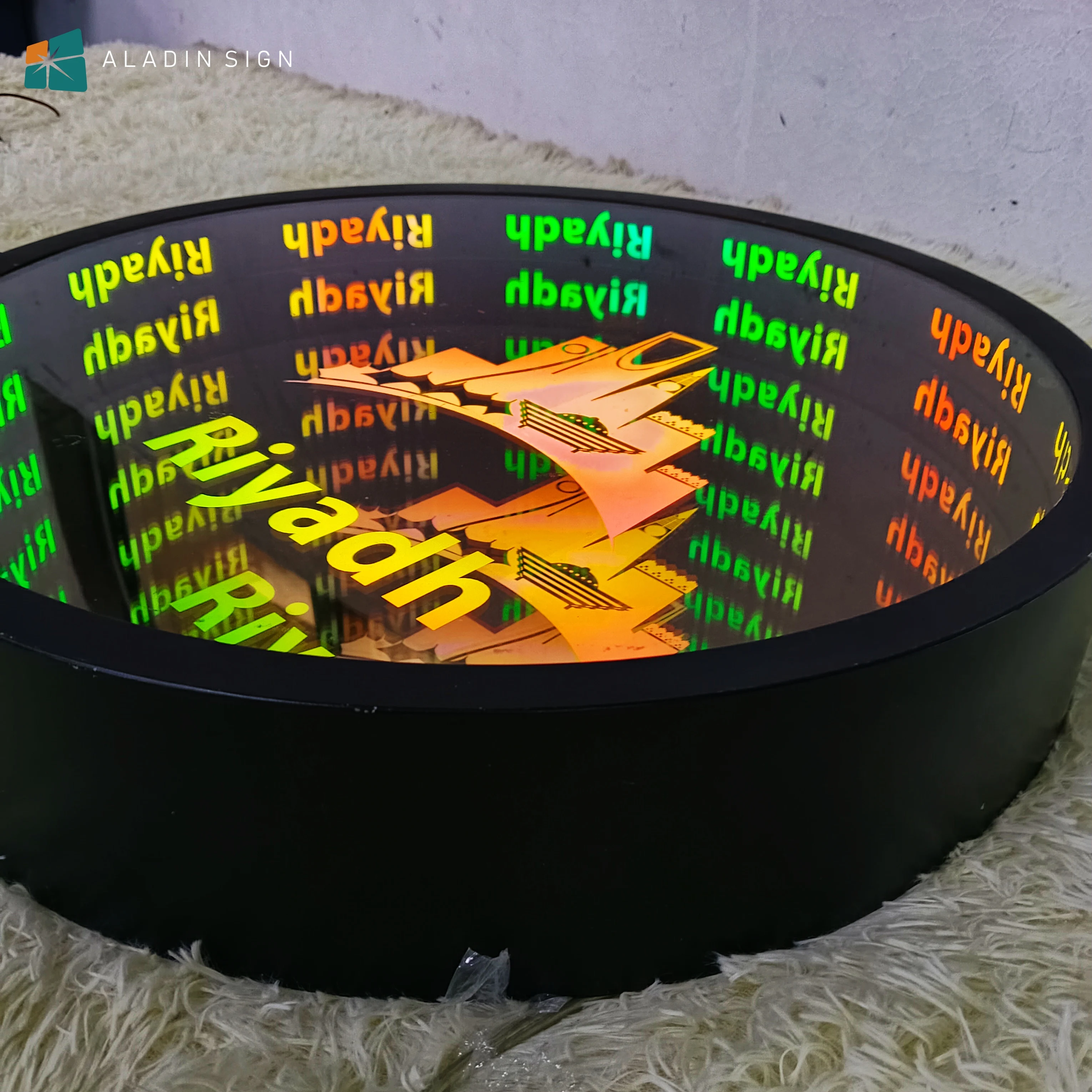 Фото 3D Волшебный LED-туннель с эффектом бесконечности, зеркальный настенный декор, акриловый элемент для интерьера, световая вывеска для розничных магазинов №2