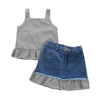 girls clothes sets 1 2 3 4 5 6 years old summer children fashion vest denim skirts 2pcs tracksuits for baby kids suits outfits