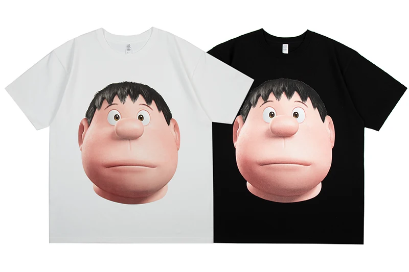 

Men Women Hip Hop Oversize Fat Boy Cartoon Print Short Sleeve T-Shirt