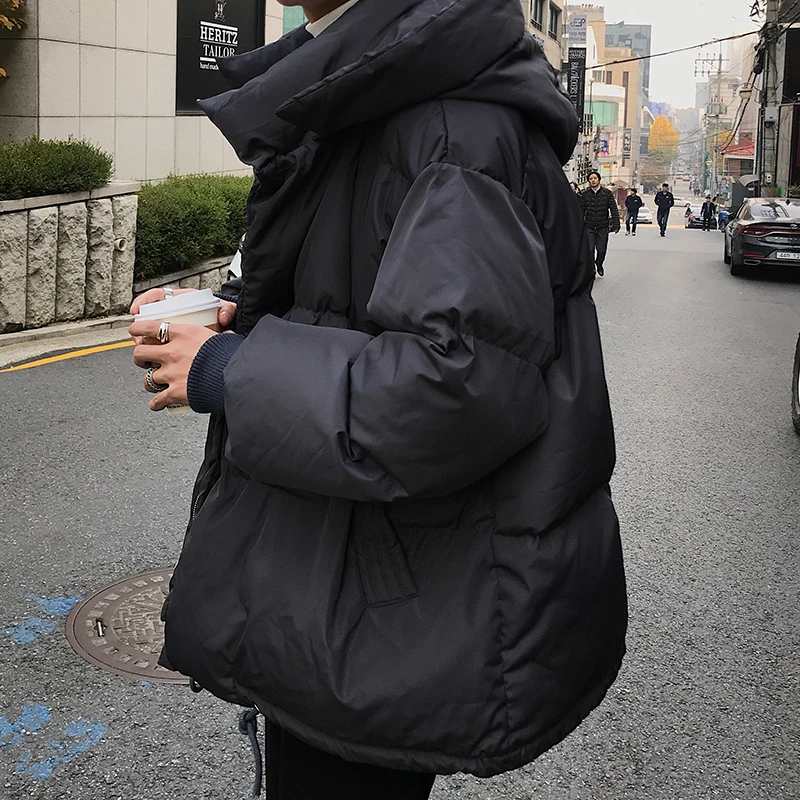 Winter Jacket Men's Parka Warm Fashion Casual Korean Style Hooded Short Coat Men Streetwear Wild Loose Thick Jacket Mens Clothes