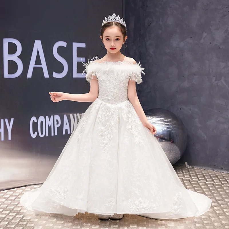 

Summer Children'S Tuxedo Girls' Princess Dress Catwalk Flower Girl Wedding Dress Foreign Style Host Piano Performance Dress