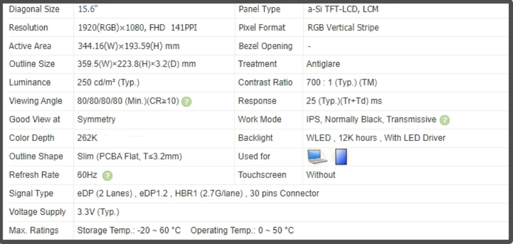 LP156WFC-SPP1 15 6 дюймовый экран для ноутбука ЖК-панель IPS-дисплей FHD 1920x1080 30 контактов