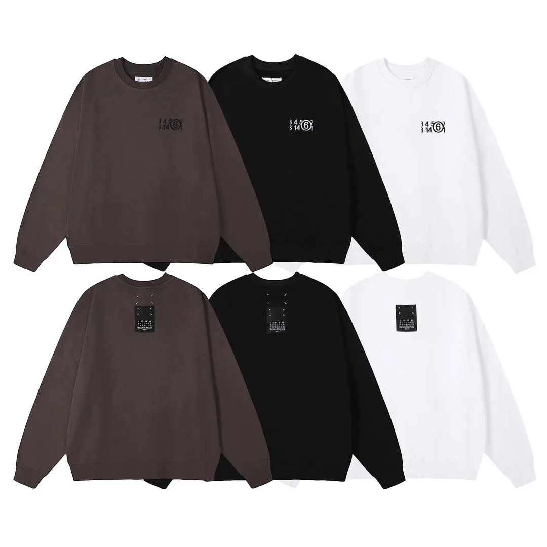 

Margiela New Spring And Fall Couple Mm6 Embroidered Numbers Handmade Four Corner Label Loose Round Neck Men And Women Sweatshirt