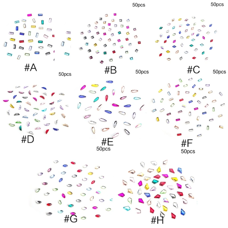 

50PCS Small Rhinestones Nail Decorations Colorful Rhinestones Nail Art Charms