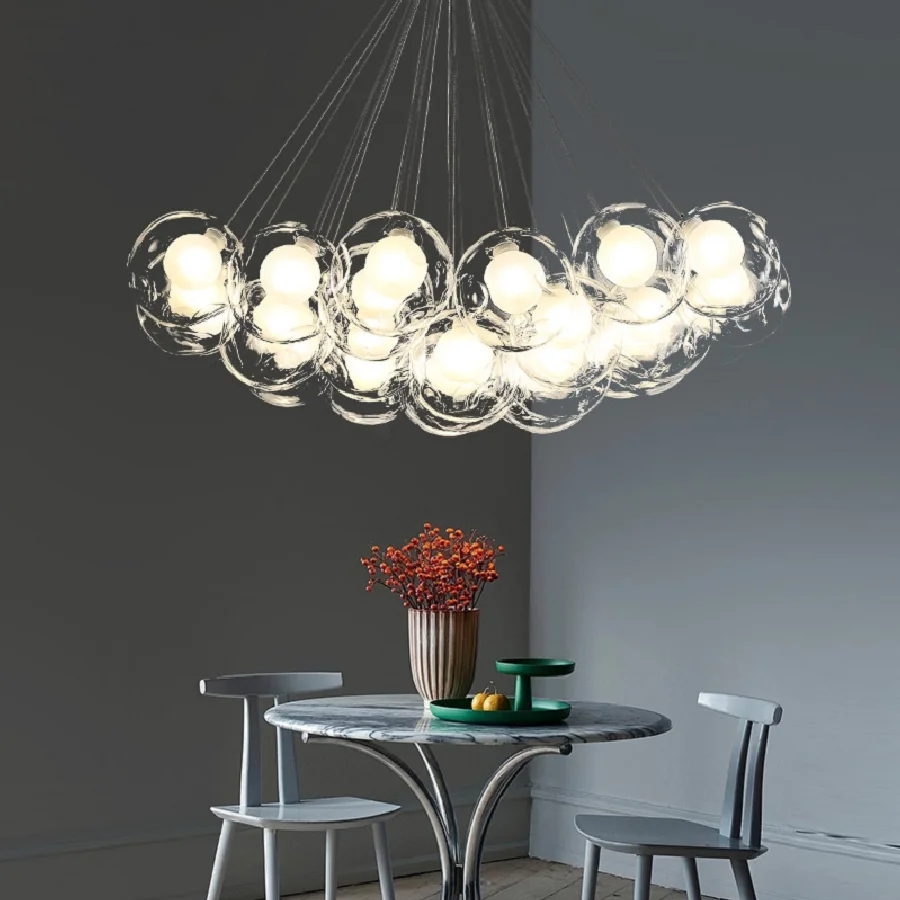 

Modern LED Chandelier can be used in Nordic living room Chandelier bedroom color / transparent glass lampshade Hanging lamp