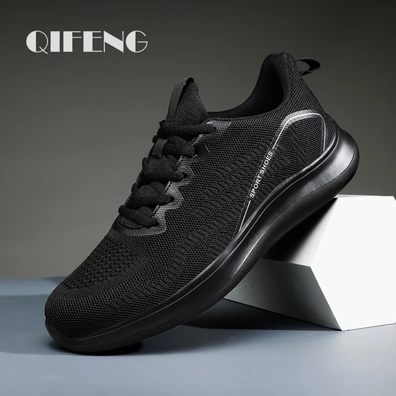 

2022 New Men Casual Sneakers Flat Light Summer Breathable Mesh Shoes Male All Black Mesh Footwear Fashion Autumn Tenis Grey EVA