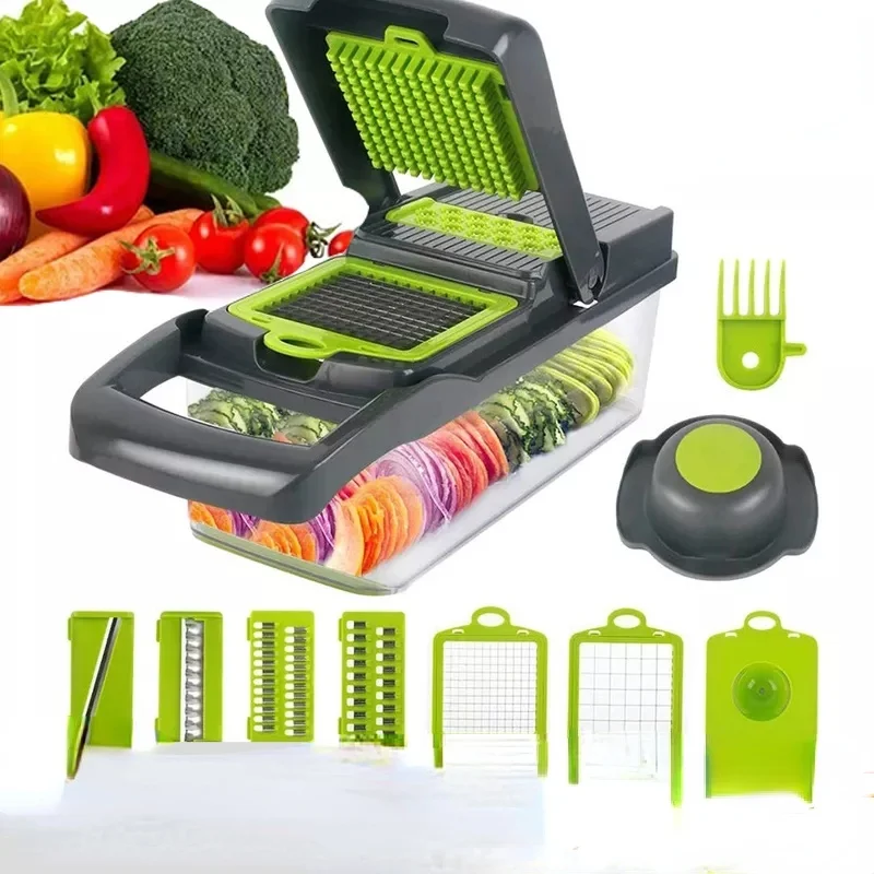 

Multifunctional Vegetable Cutter Fruit Slicer Grater Shredders Drain Basket Slicers 8 In 1 Gadgets Kitchen Accessories