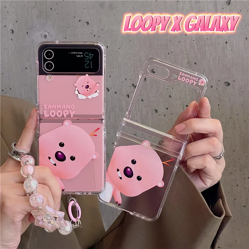 

New Cute Cartoon Phone Case for Samsung Galaxy Z Flip 5 4 3 Protective Back Cover for ZFlip3 ZFlip4 ZFlip5 Case Shell