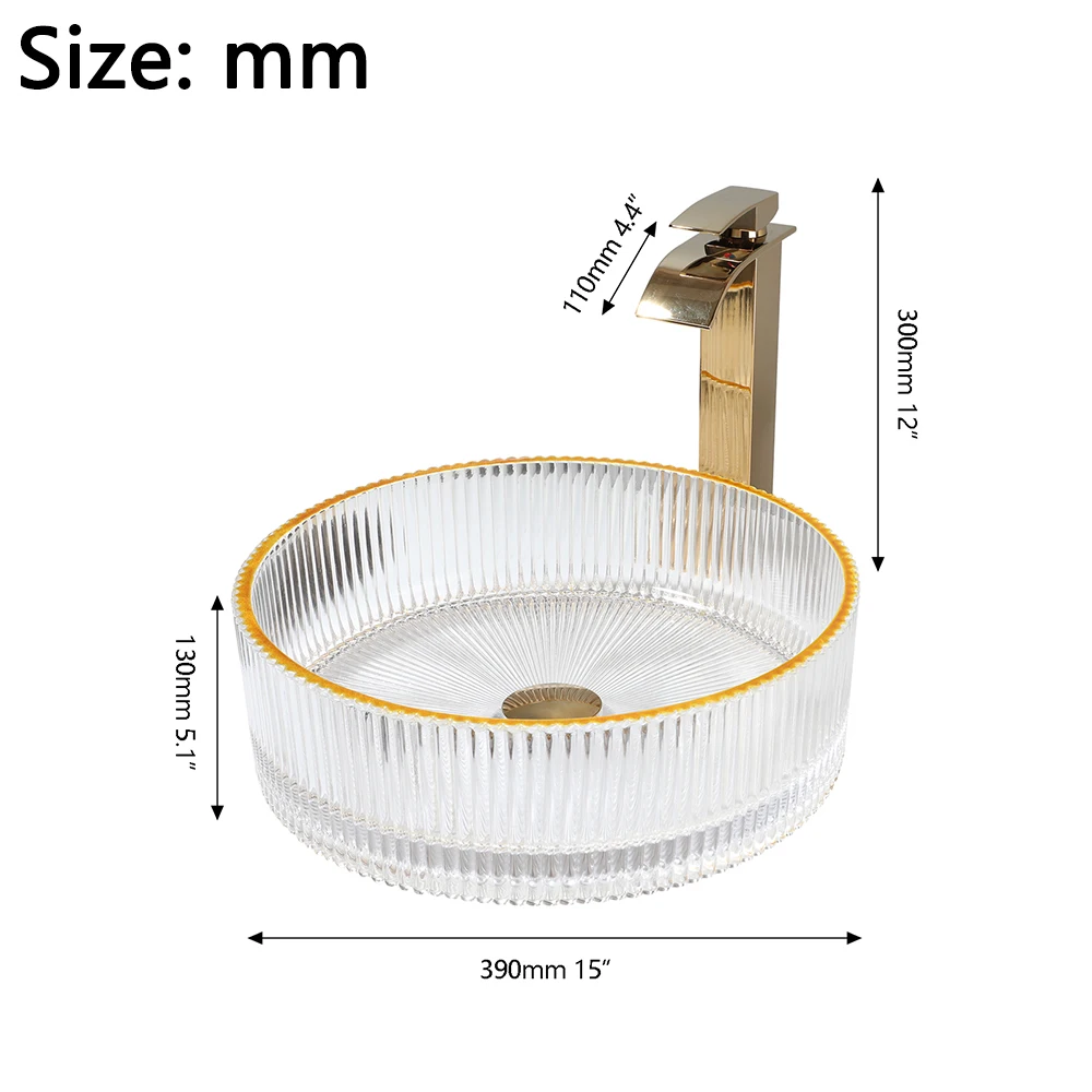Набор раковины YANKSMART из закаленного стекла круглая Прозрачная чаша умывальник