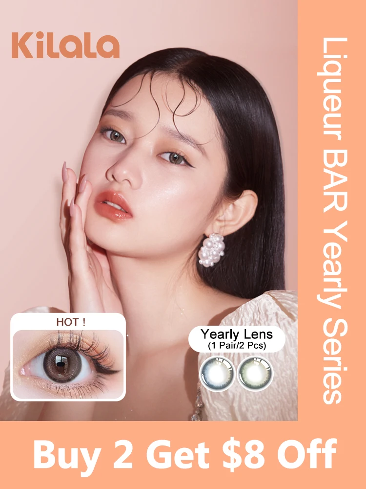 KILALA Color Contact Lenses Yearly Lens Natural Daily Use Lenses for Vision Diopter Correction With Degree0 to -10 1 Pair/2PCS