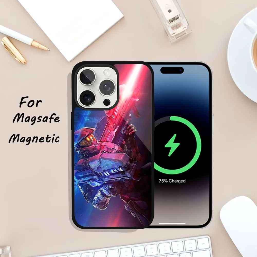 Чехол Для Телефона Game H-Halo I-Infinite iPhone 11/12/13/14/15 Series Pro Max Magsafe Совместимый С