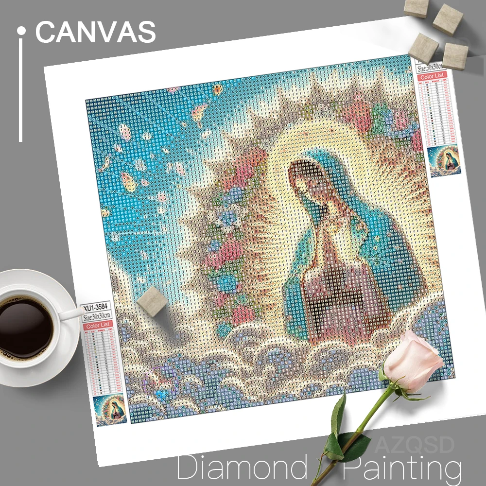 AZQSD Алмазная вышивка 5d Дева Мария мозаика домашний декор икона Роза алмазная