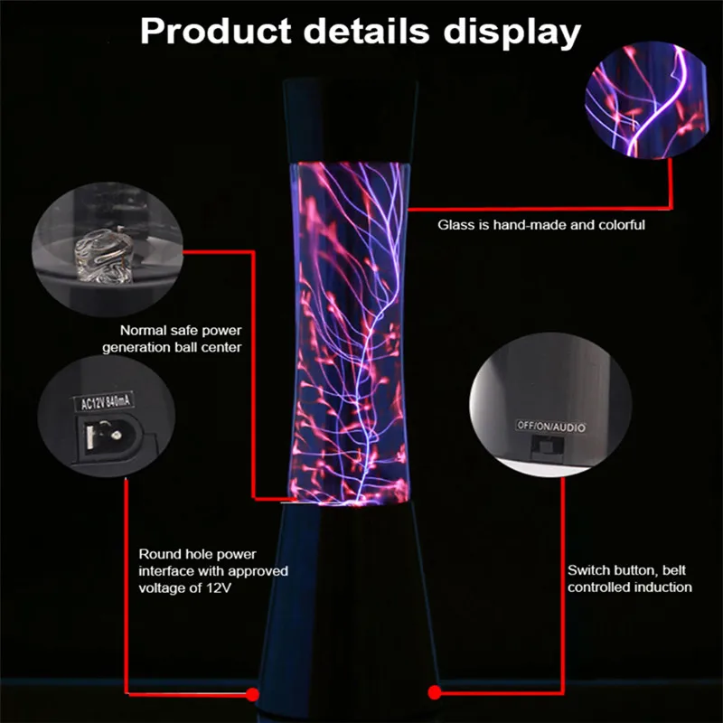 

220V EU/US Plasma Sphere Night Light Plasma Ball Lamp Touch Sensor Slim Waist Lighting Electrostatic Ball Desktop Home Decor
