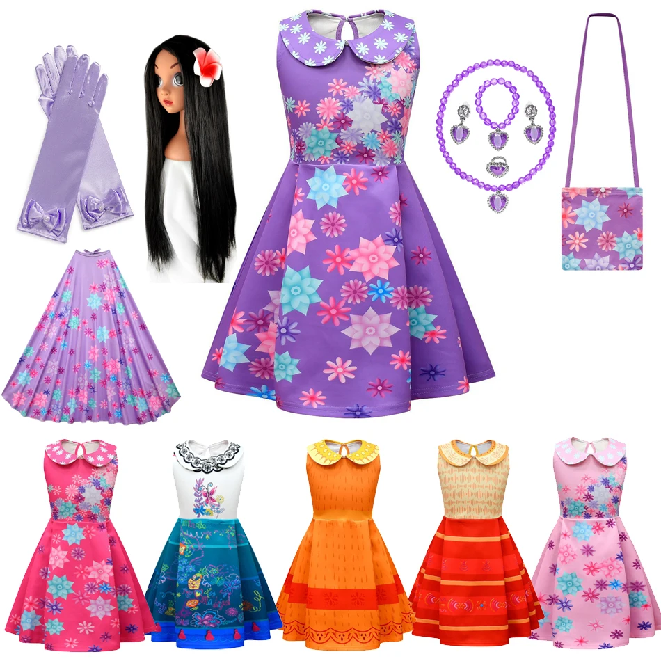 

Encanto Madrigal Mirabel Isabella Princess Dress Luisa Dolores Pepa Cosplay Costume Kids Halloween Carnival Party Summer Dress