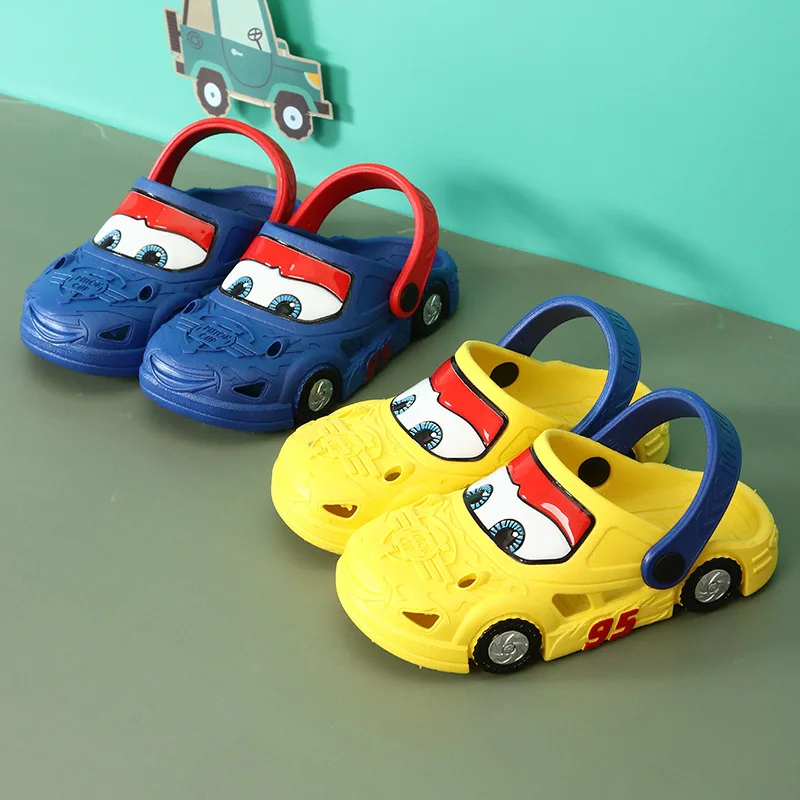 Disney Summer Sandals Kids Boys Girls Cartoon Pixar Cars Lightning McQueen Children Slippers Garden Eva Hollow Home Beach Shoes