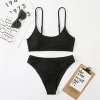 2022 black solid color swimwear women micro bikini set sexy biquini bathing suit swimsuit bandage swim suit brazilian