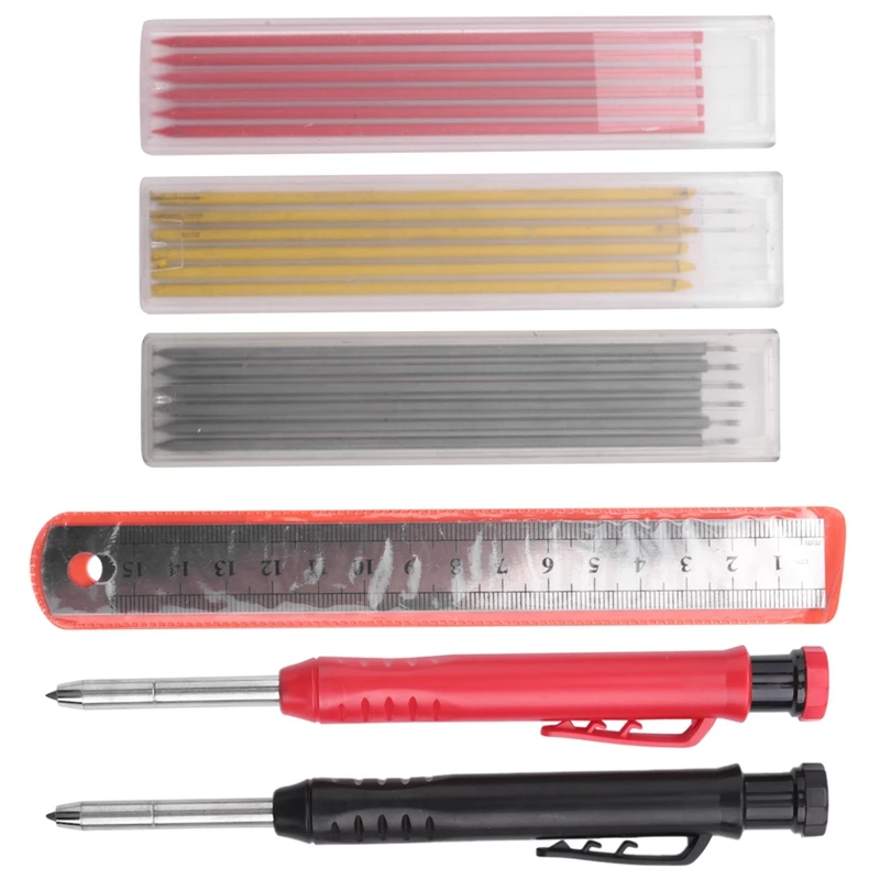 

2Pcs Carpenter Pencils Set Solid Carpenter Pencil Carpentry Automatic Pencils Set Marking Tool For Carpenter Scriber