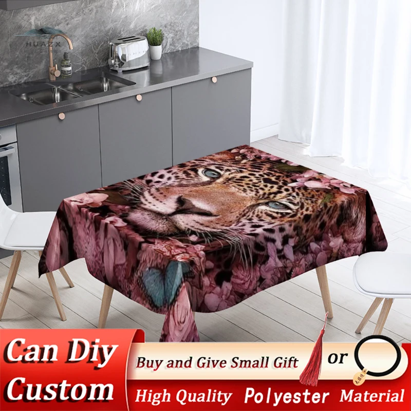 

Nordic Flower Animal Tablecloth for Rectangle Wedding Tiger Lion Print Table Cover Modern Dining Room Anti-stain Home Decoration
