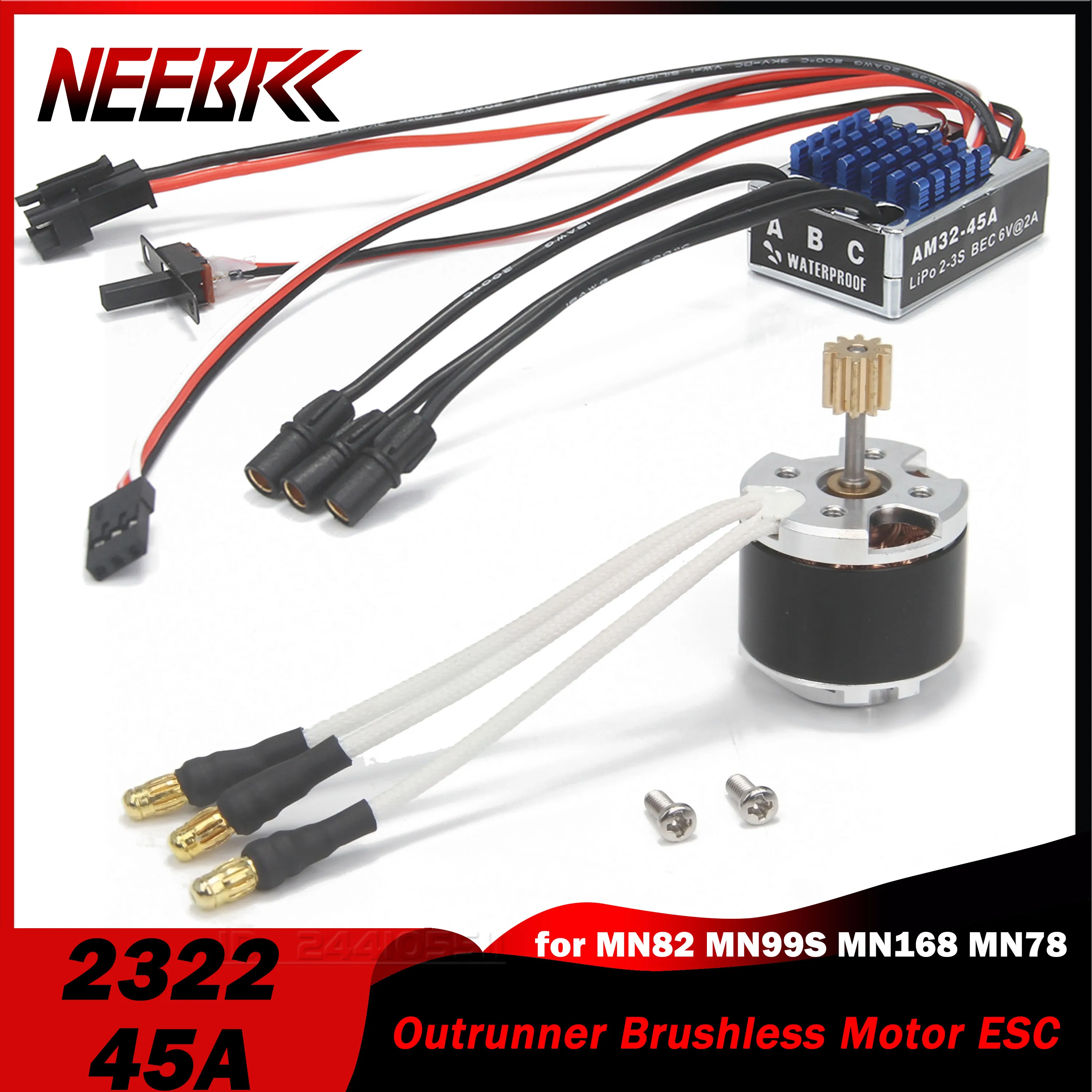 NEEBRC 2322 2600KV RC Outrunner Бесщеточный двигатель 5 5-9 В 45A ESC BEC для MN82 MN99S MN168 MN78 Гусеничная