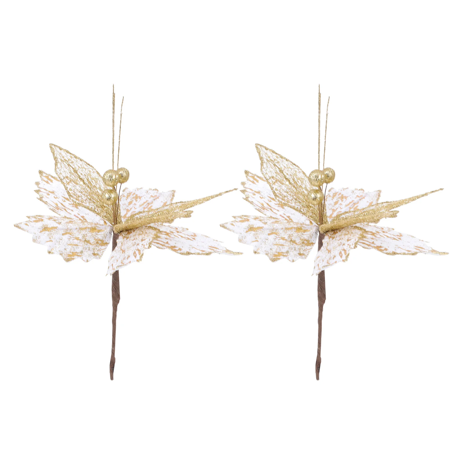 

Flower Pickstree Ornaments Christmas Poinsettia Stems Holiday Wreath Vase Fillers Table Centerpiece Glitter Garland