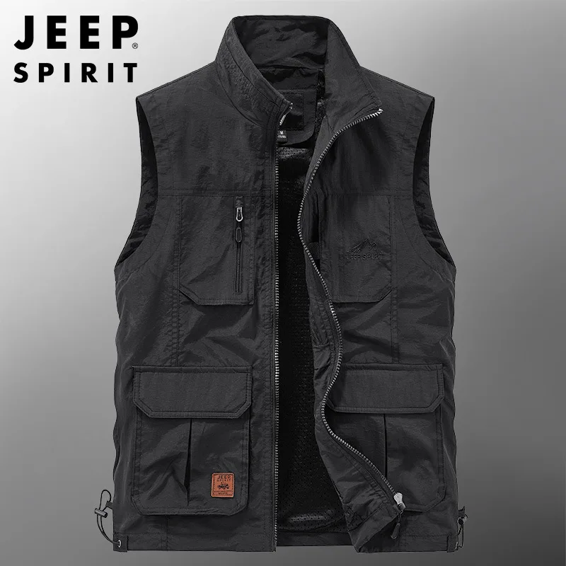 Мужской уличный жилет для рыбалки JEEP SPIRIT модный тонкий Свободный со множеством
