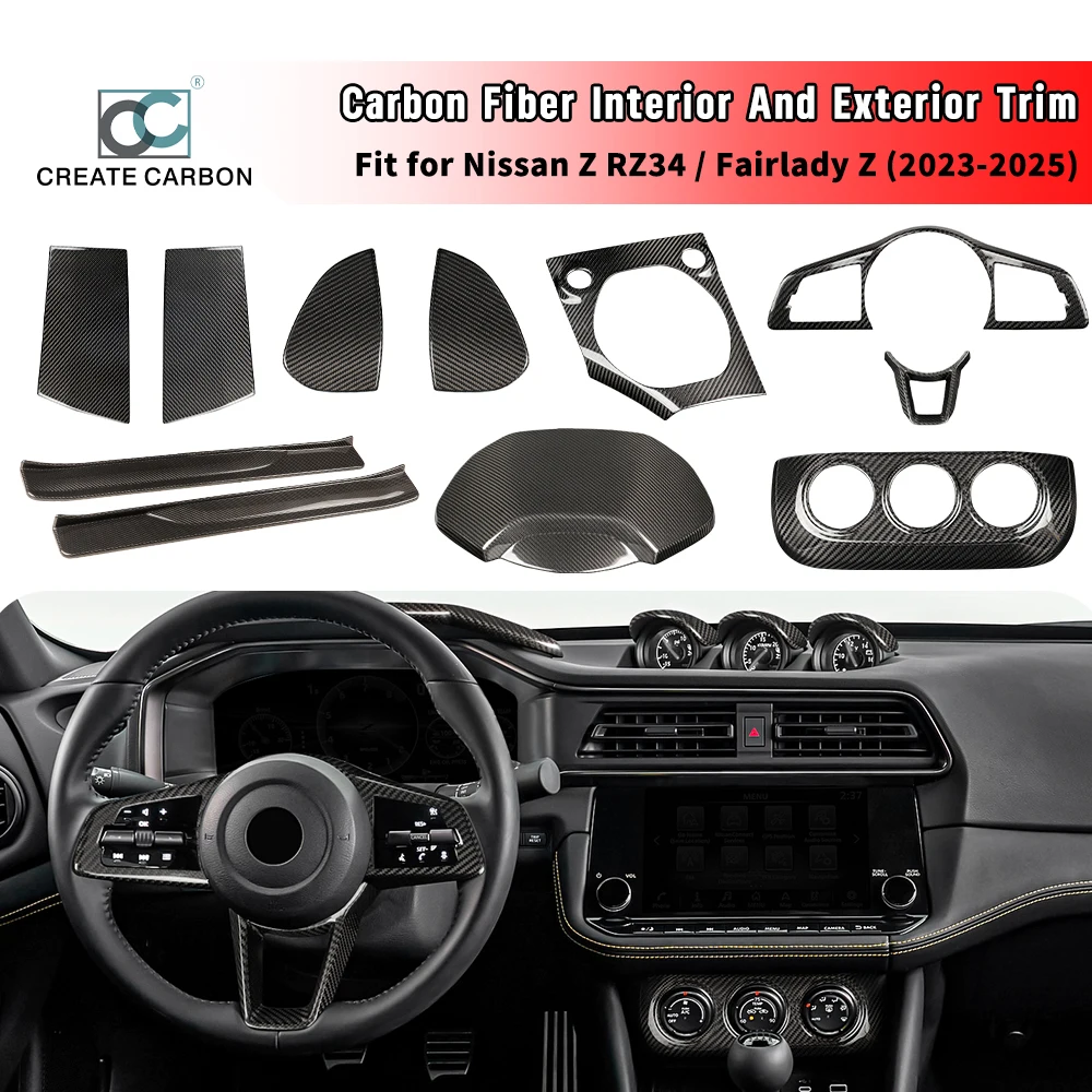 Фото Аксессуары для интерьера из углеродного волокна для Nissan Z RZ34 400Z Fairlady Z (2023+), чехол на руль, крышка приборной панели центральной консоли №1