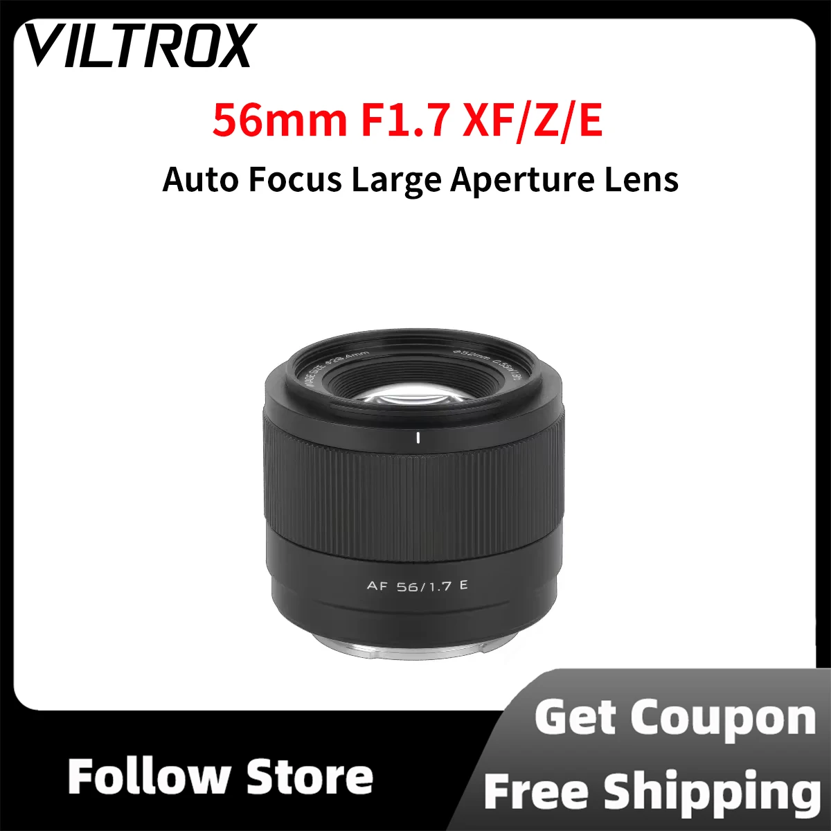 Объектив VILTROX AF 56 мм F1.7 APS-C с автофокусом и большой диафрагмой для камеры Fujifilm XF Sony