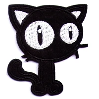 dead black cat iron on patch embroidered cats kitten japanese pets